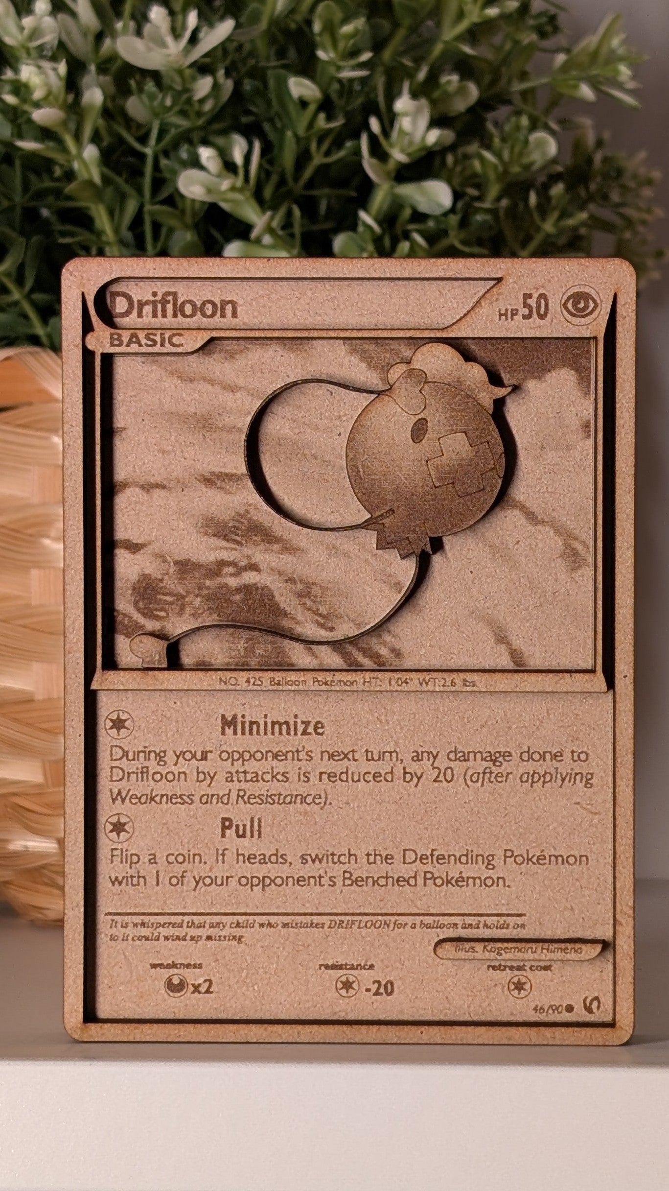 Drifloon | Wooden Pokémon Card - Handcrafted Collectible Keepsake
