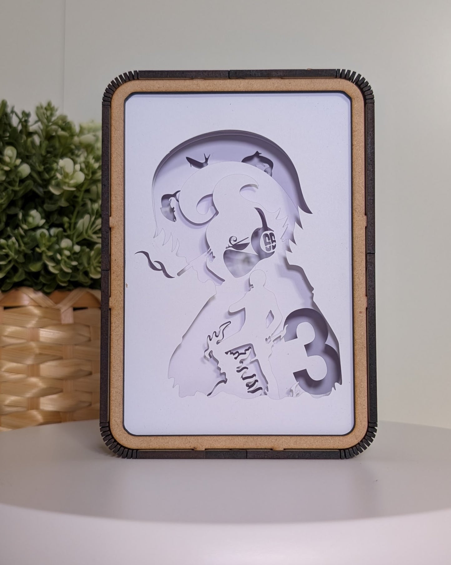 Sanji’s Black Leg Flame | LED Backlit Art - Handcrafted One Piece Shadow Box