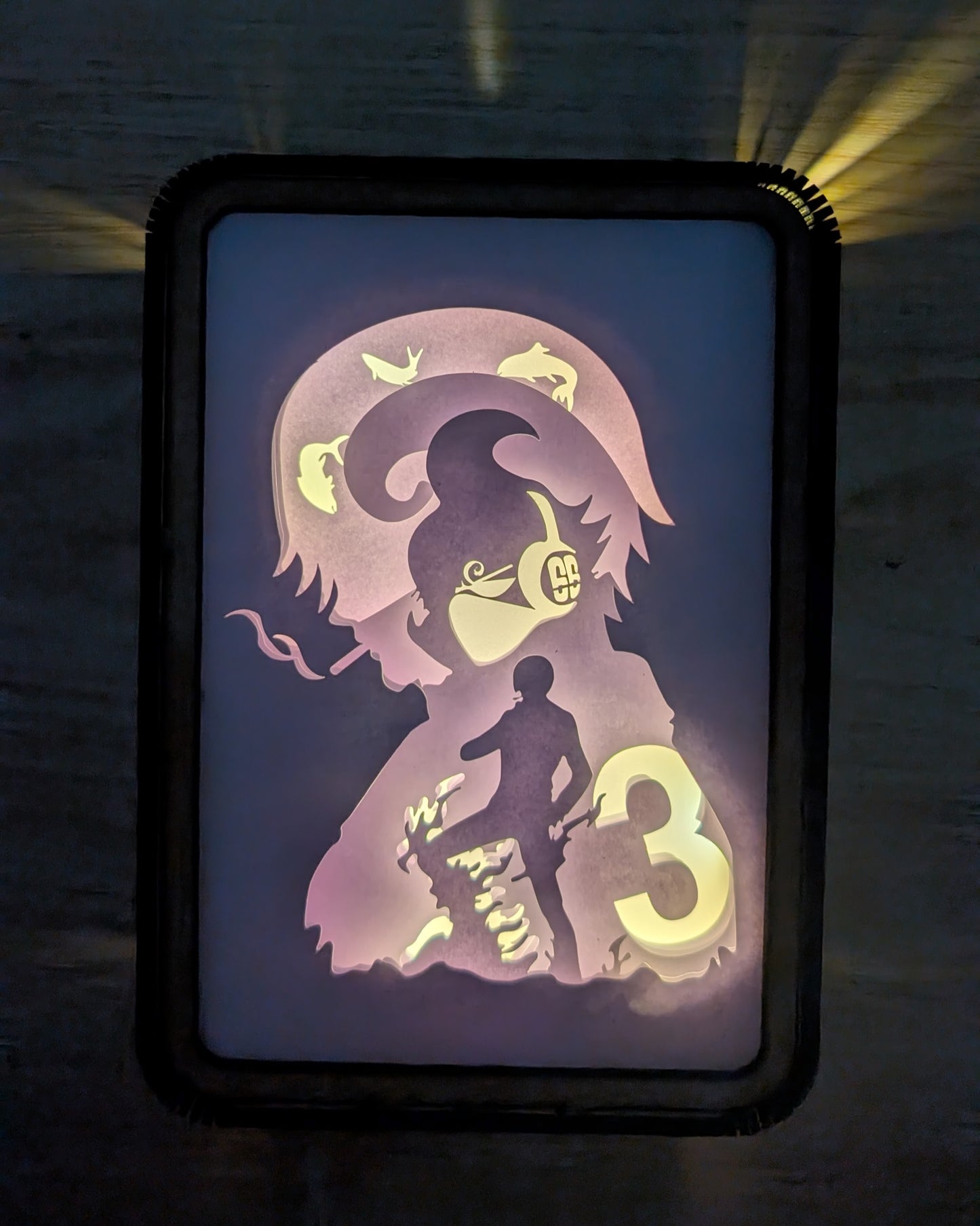 Sanji’s Black Leg Flame | LED Backlit Art - Handcrafted One Piece Shadow Box