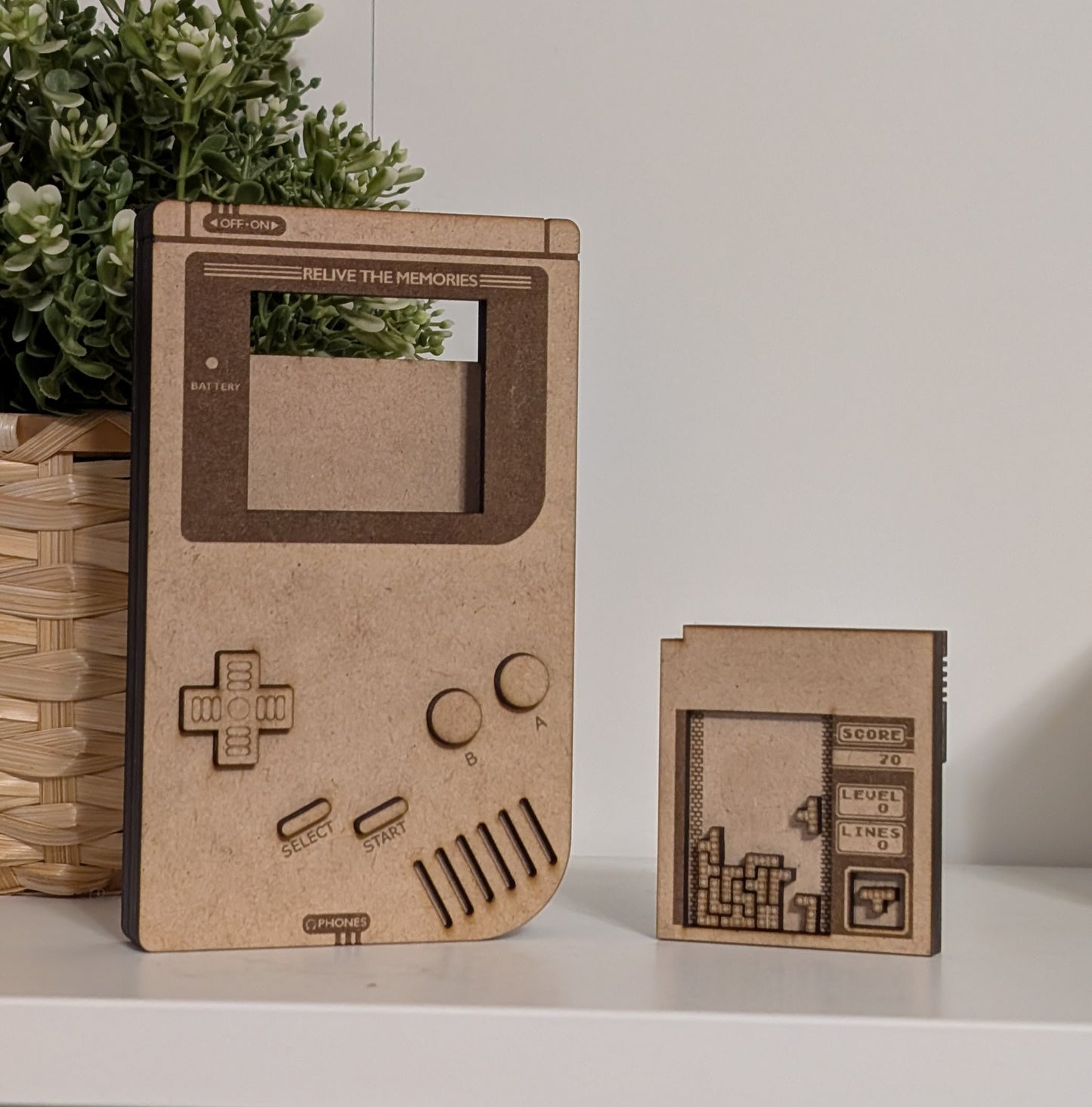 Wooden Handheld Console Tribute + Tetris Cartridge