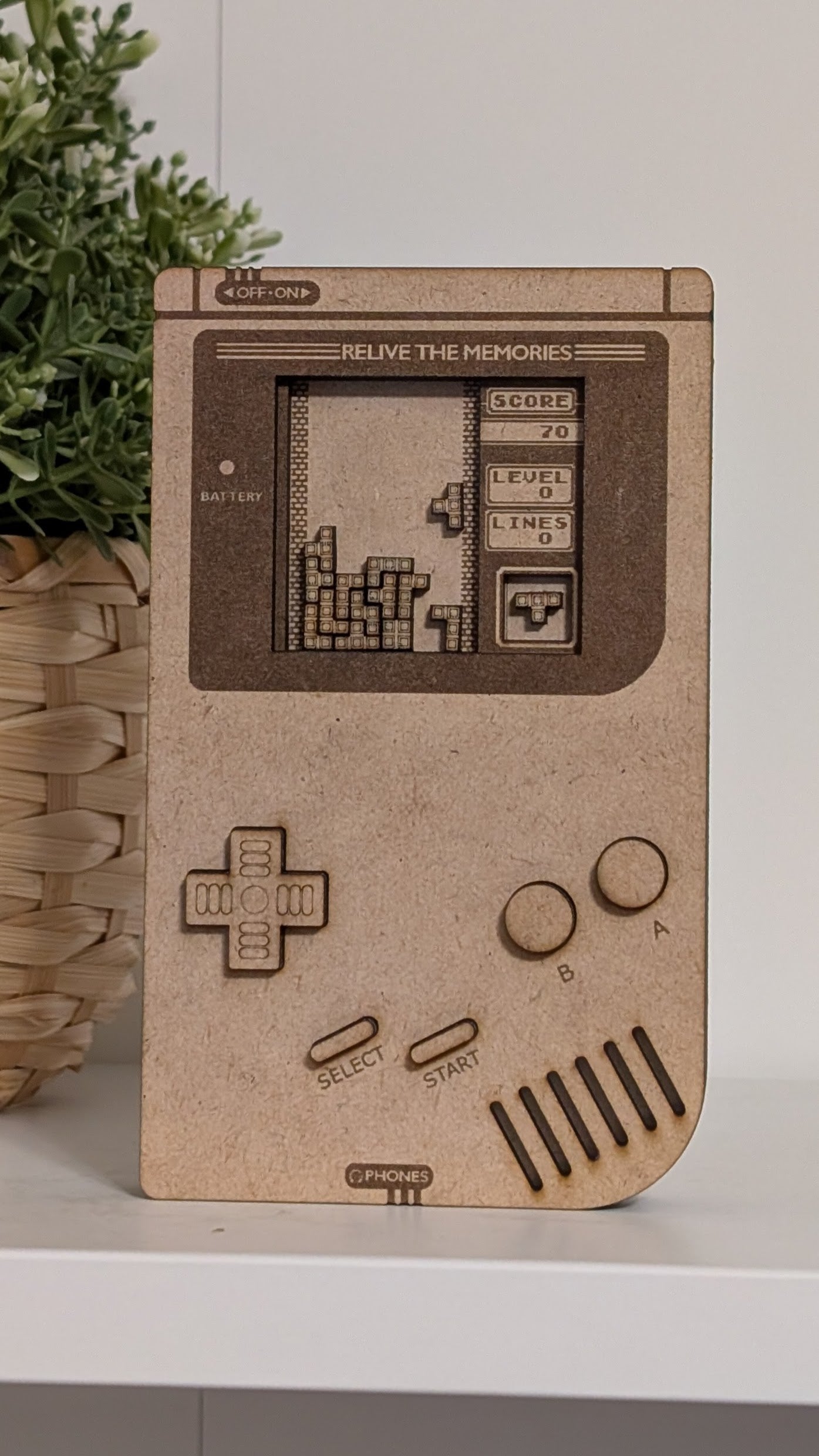 Wooden Handheld Console Tribute + Tetris Cartridge