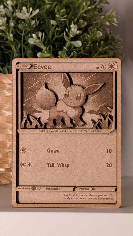 Eevee | Wooden Pokémon Card - Handcrafted Collectible Keepsake
