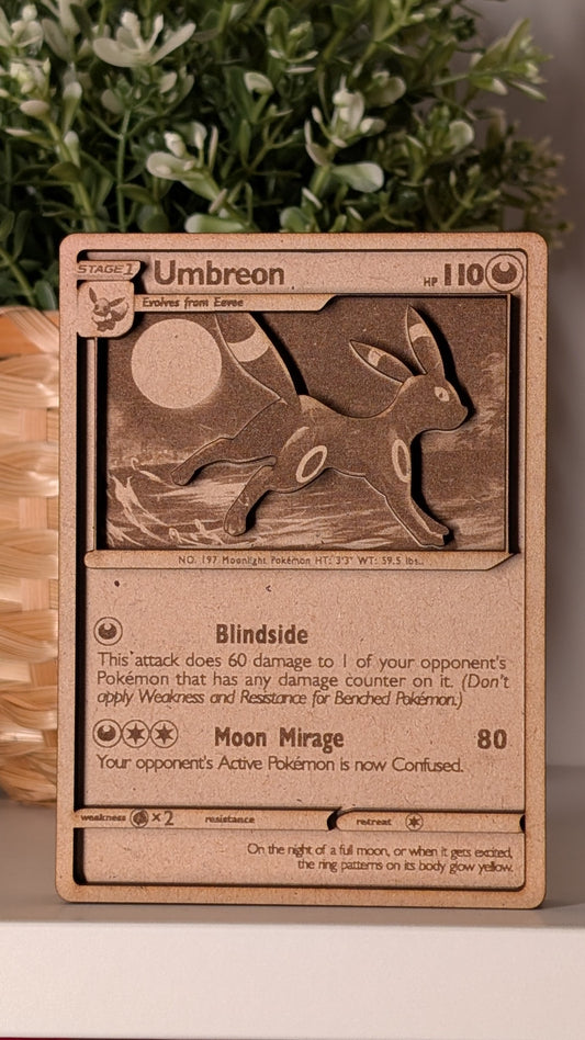 Umbreon | Wooden Pokémon Card - Handcrafted Collectible Keepsake
