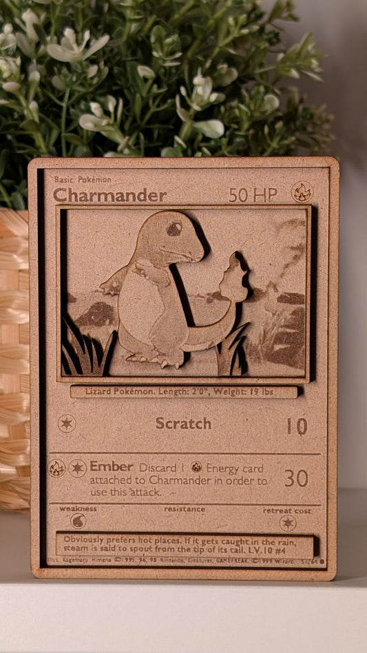 Charmander | Wooden Pokémon Card - Handcrafted Collectible Keepsake