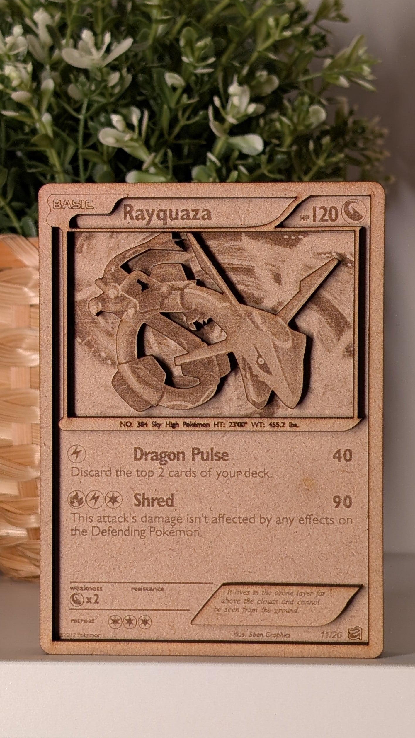 Rayquaza | Wooden Pokémon Card - Handcrafted Collectible Keepsake