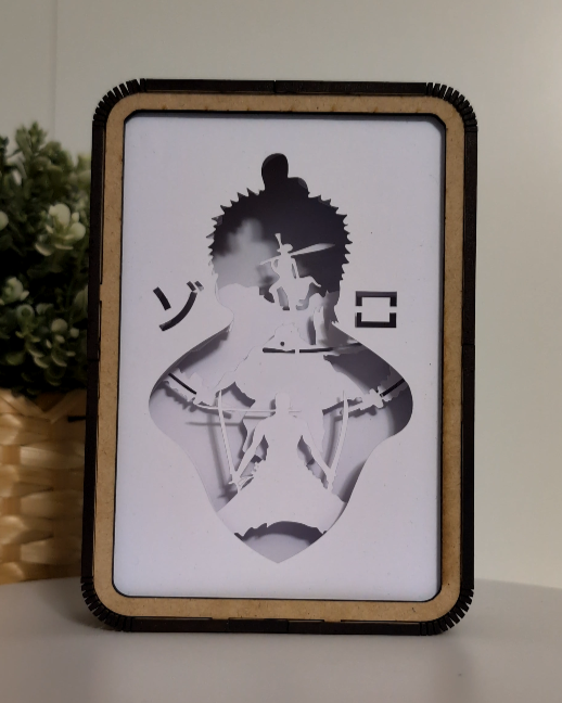 Zoro’s Three-Sword Style | LED Backlit Art - Handcrafted One Piece Shadow Box